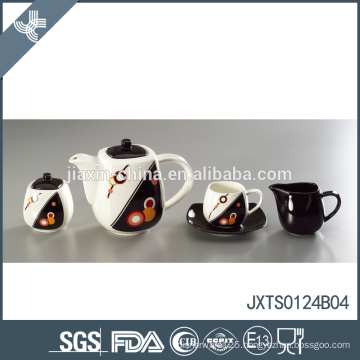 15pcs porcelain tea set with gold line decal gold plated tea cup set